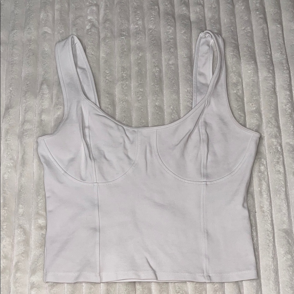 Abercrombie & Fitch White Crop Corset Style Tank Top